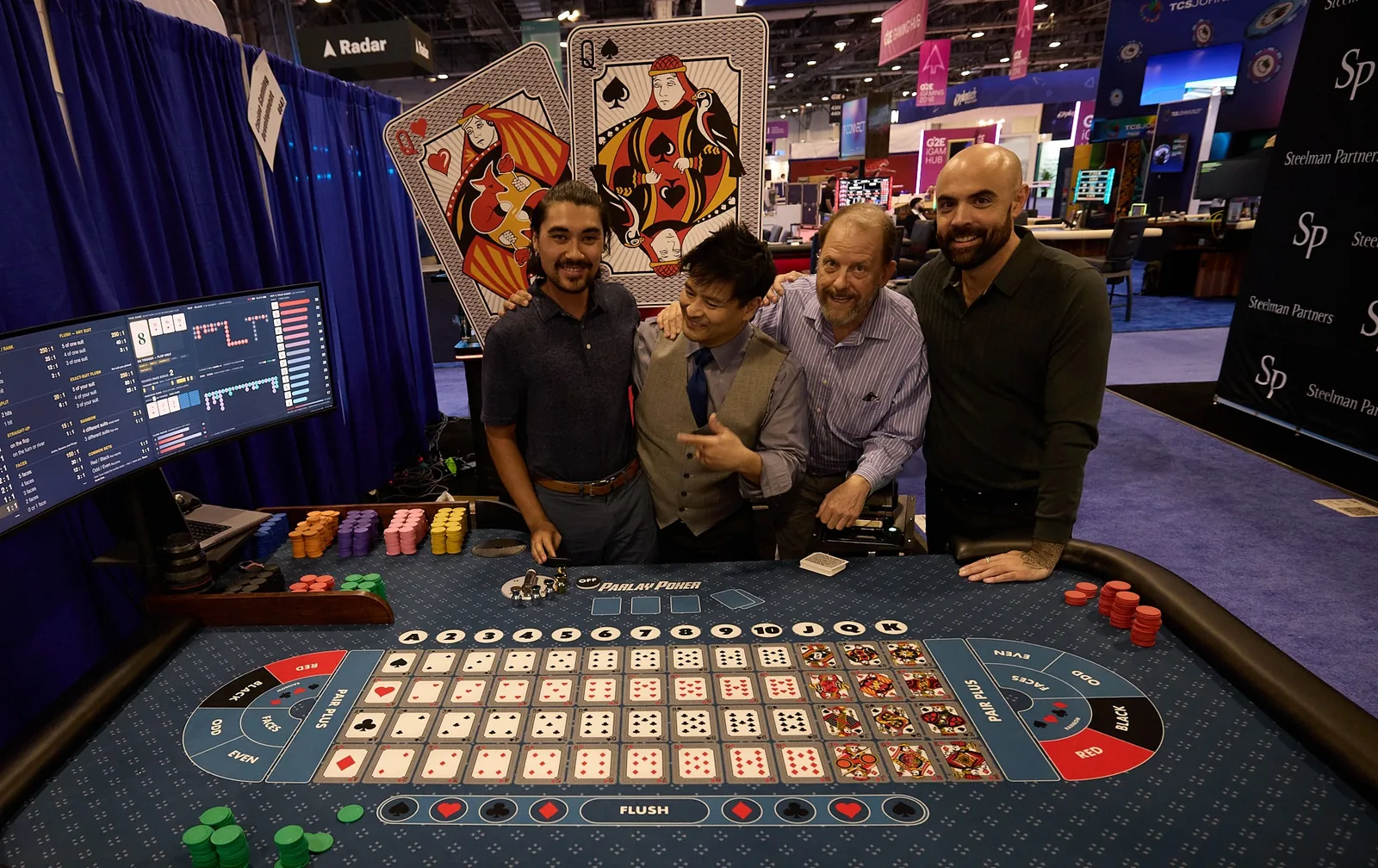 The Parlay Poker table and crew at booth 4647, G2E 2026